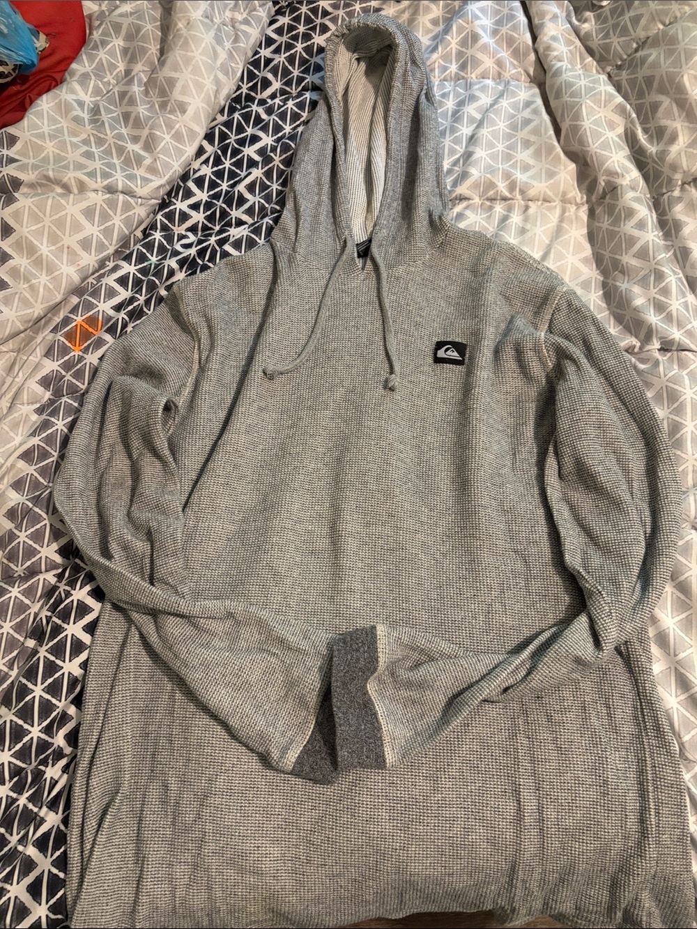 Columbia Men's Gray Waffle-Knit Hooded Pullover